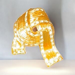 JBK Camrose & Kross Jackie Kennedy Ribbon Brooch Gold Tone Rhinestones Vintage